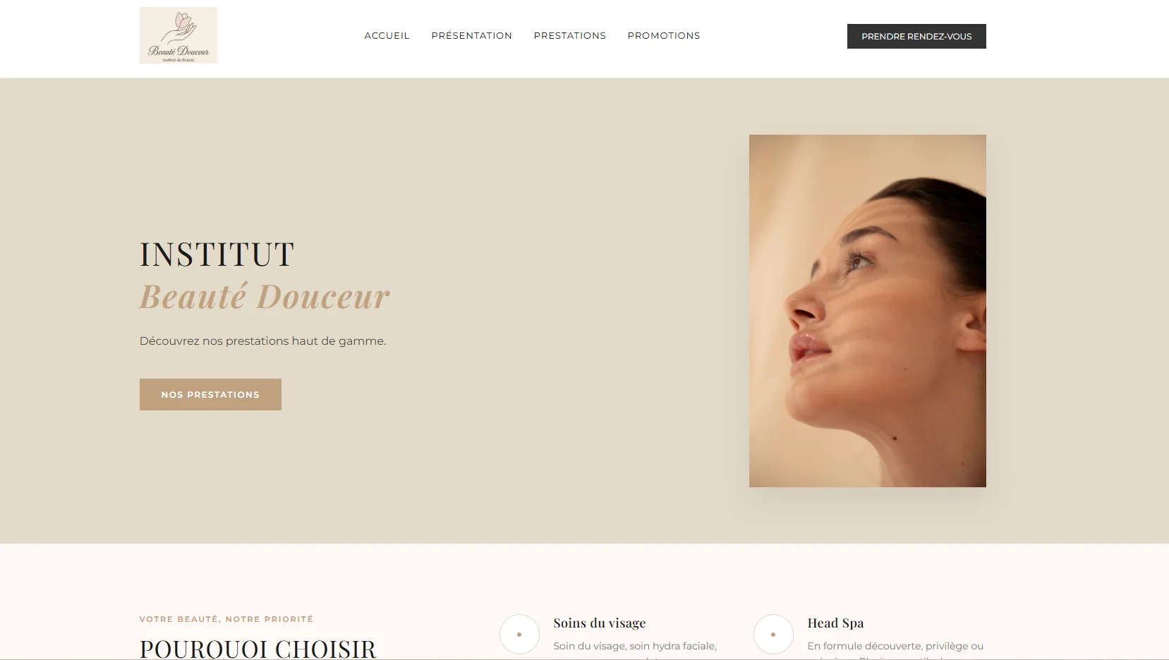 Site vitrine — Institut de beauté